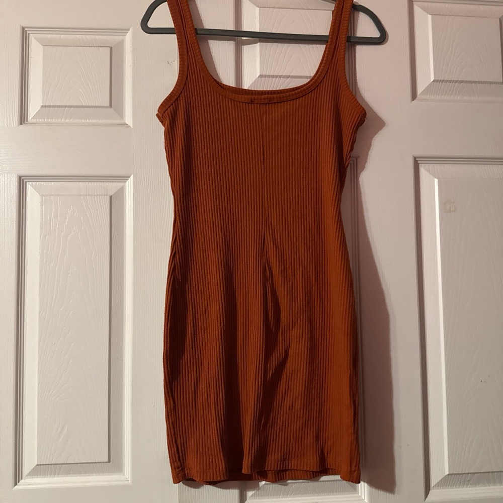 Iris Rust Ribbed Mini Dress - Picture 2 of 3